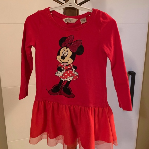 H&M Disney Minnie Dress Size 2-4 Years Red - Picture 1 of 4